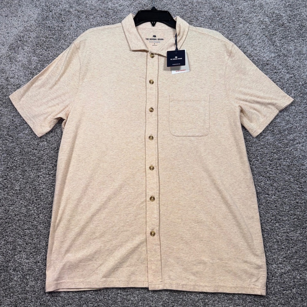 The Normal Brand Active Puremeso Shirt Mens Stretch Latte Large NEW - Picture 2 of 10